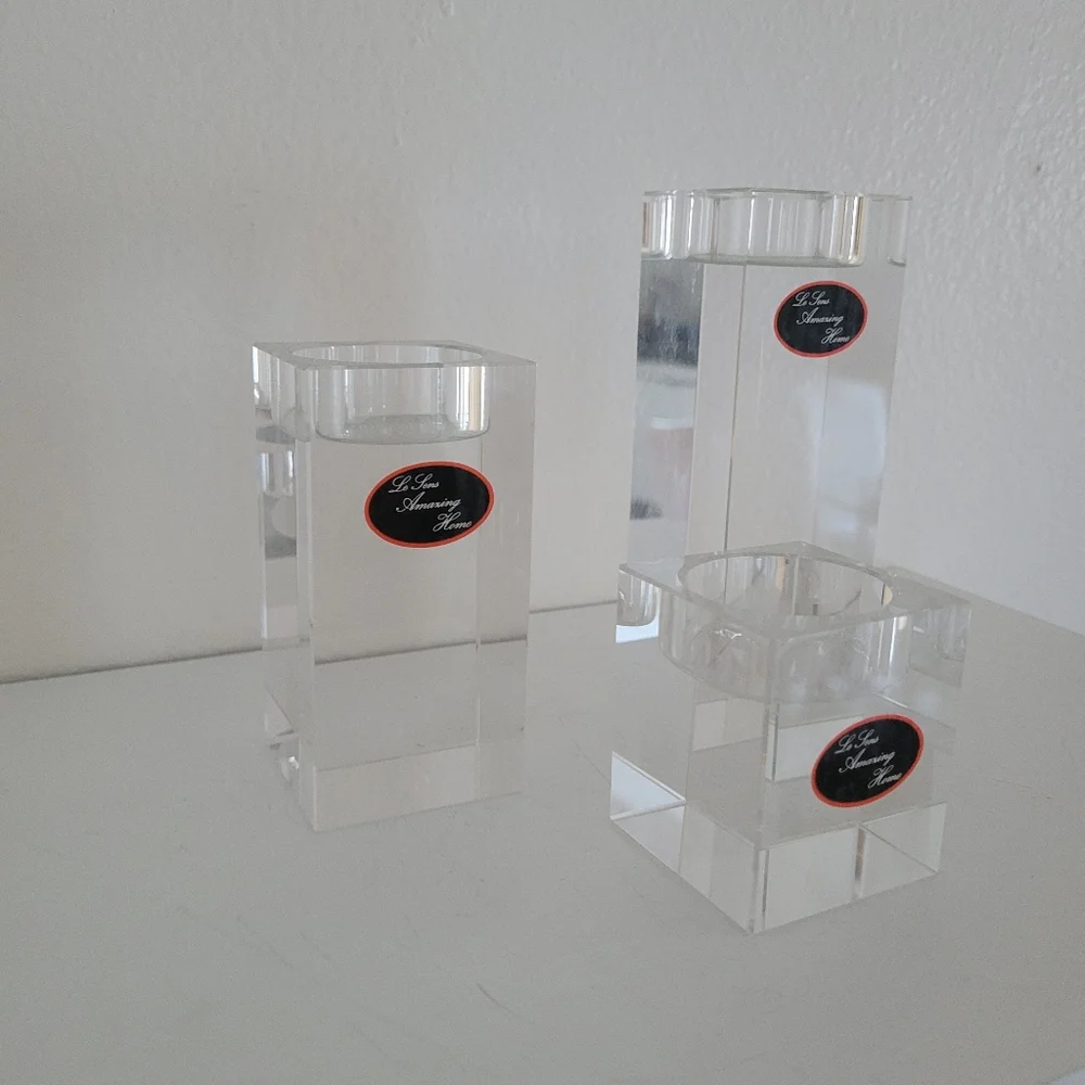 Le Lens Amazing Home Crystal Modern Candle Holders Set Of 3